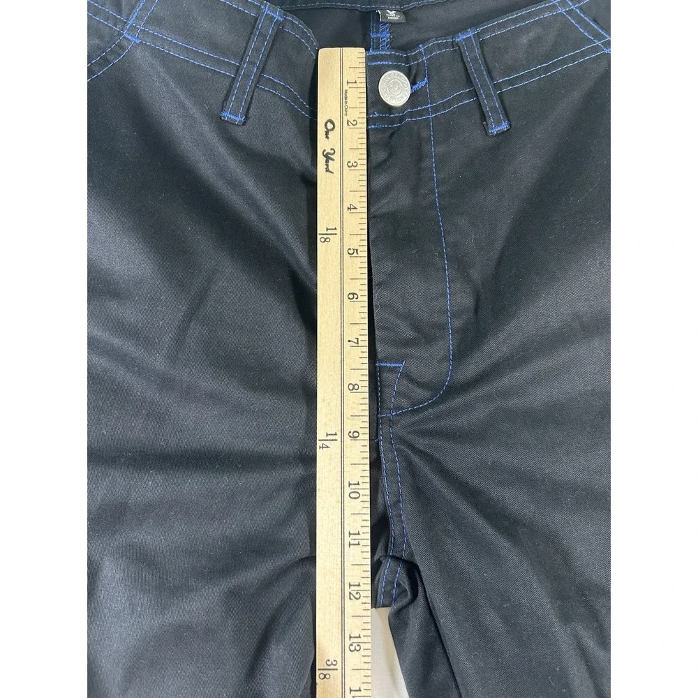 True Religion Men Baggy Cargo Pants 36 Black Blue Bold Stitch Utility Urban NWT
